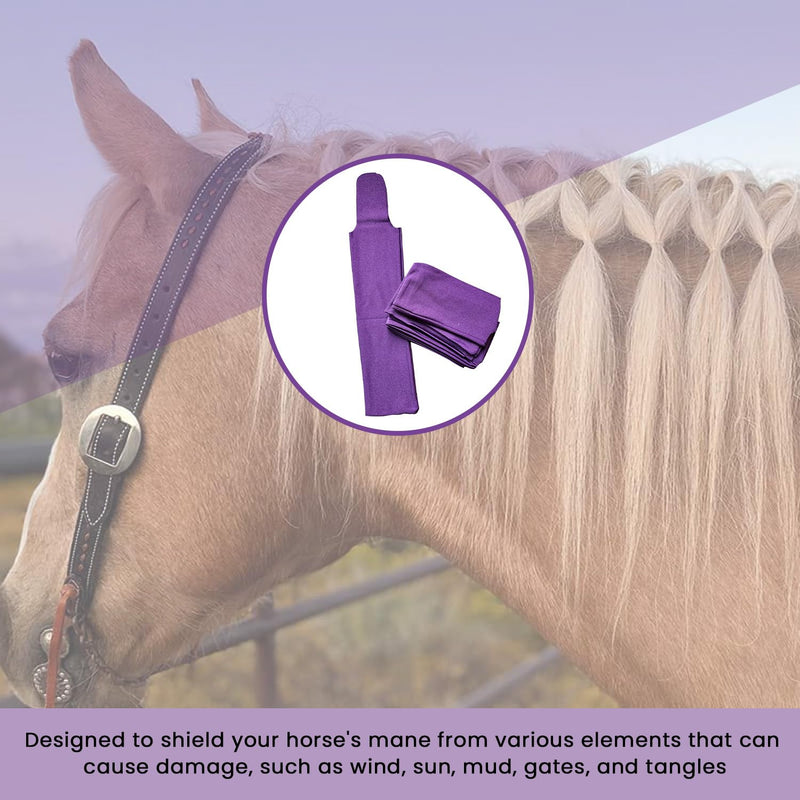 Ranch Hand Horse Mane Bags | Horse Tack/Supplies | Pack of 6 | Protect Horse's Mane from Wind, Sun, Mud, Preventing Tangles, Rubbing Out, and Breakage | Handmade with High-Quality Nylon (Purple) Purple - PawsPlanet Australia