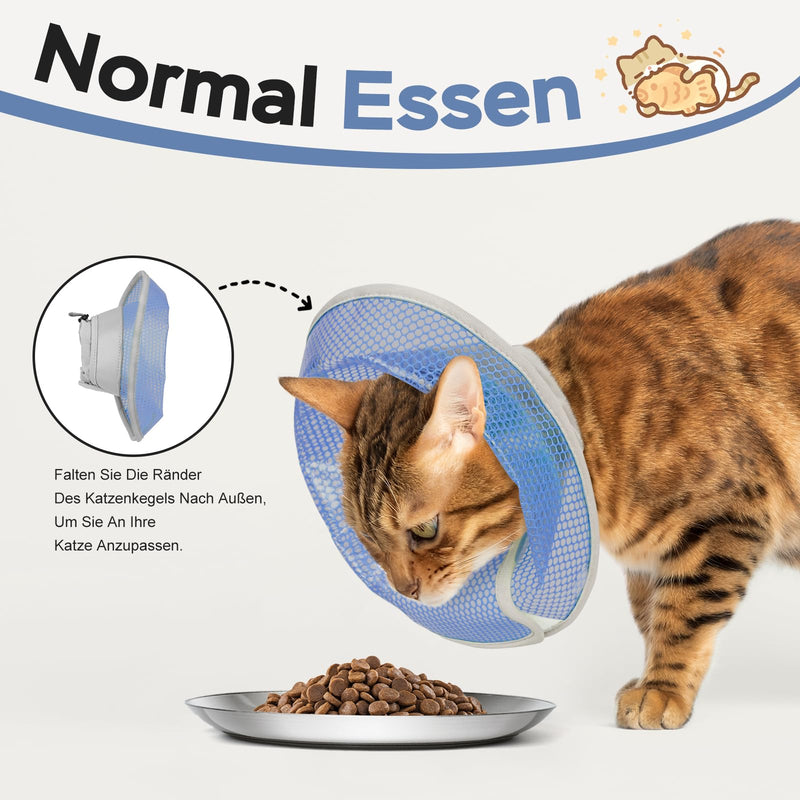 Supet Cat Collar - Soft and Comfortable, Adjustable, Waterproof, After Surgery to Prevent Licking and Scratching, Alternative to Plastic Elizabeth Cervical Collar (Deep Blue L) Deep Blue