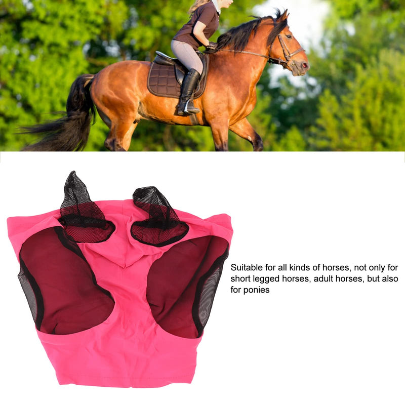 Horse Fly Mask, Professional Sun Comfortable Breathable Ears Protection Mesh Cover for Barn Horses Pink 44x36cm