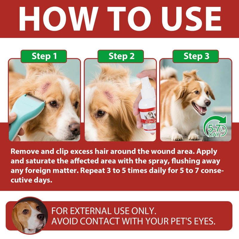 Hot Spot Itch Relief Spray for Dogs Anti-Itch Hot Spot Treatment, Pet Wound Care Spray for Skin Itchy, Irritated Skin, Allergy, Skin Rashes, Moisturiser for Dry Skin - 100 ml