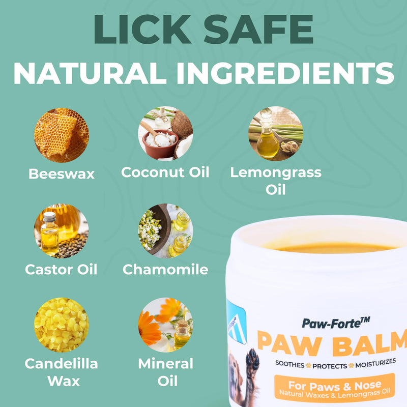 Forticept PAW Balm | Dog Paw Protector from Hot Pavement, Dirt, Salt, Ice and Snow | Soother and Moisturizer for Cracked Dog Paw Pads | Natural Wax Based, Lick Safe 3 oz - PawsPlanet Australia