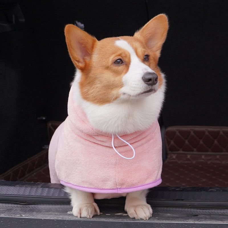 Dog Bathrobe Towel, Cat Bathrobe Microfiber Fast Drying Absorbent Hooded Bath Towel for Puppy Small Medium Large Dog Cat(Pink,XL) XL:For 93-132lbs dogs Pink - PawsPlanet Australia