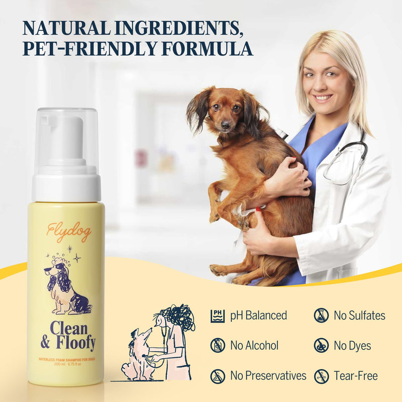 FlyDog Dog Grooming & Dental Care Kit, Dog Toothpaste & 360° Toothbrush, Finger Brush+ Waterless Dry Shampoo Foam with Grooming Glove, Odor Control, Plaque & Tartar Removal, Fresh Breath, Chicken