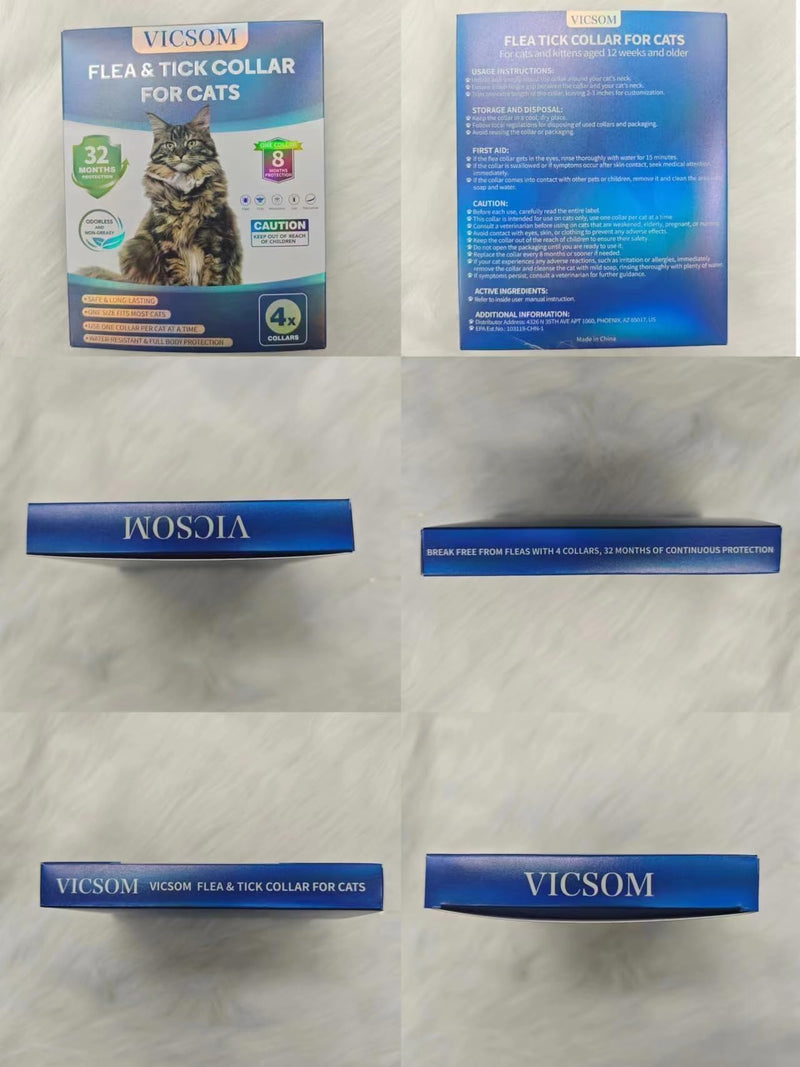 Flea Collar for Cats 4 Pack, 32 Months Flea and Tick Prevention for Cats Collar, Waterproof Cat Flea Collar, Natural Cat Flea and Tick Treatment Collar, Adjustable Flea Collar for Cat Kitten, Black - PawsPlanet Australia