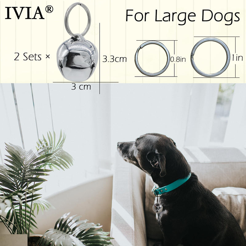 Large Dog Bells, Collar Loud Bells, Pet Tracker & Training, Handmade Metal(Silver) Silver - PawsPlanet Australia