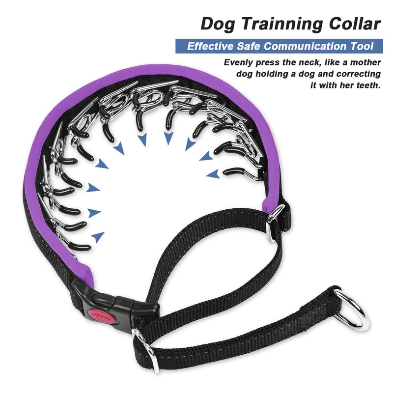 Martingale No Pull Dog Collar - Heavy Duty Nylon with Buckle, Adjustable Anti Pull Reflective Slip for Large Medium Small Dog Training Walking M Purple M (15"-23" Neck, 1.5" Wide) Black Purple - PawsPlanet Australia