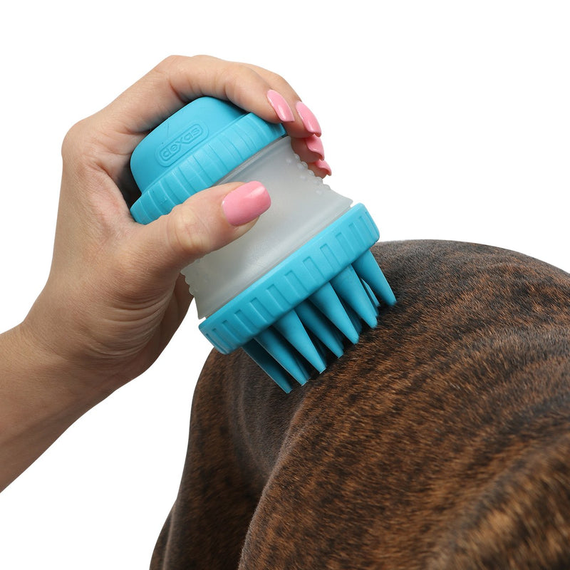 Dexas ScrubBuster Silicone Dog Washing Brush with Built-in Shampoo Reservoir, Pink - PawsPlanet Australia