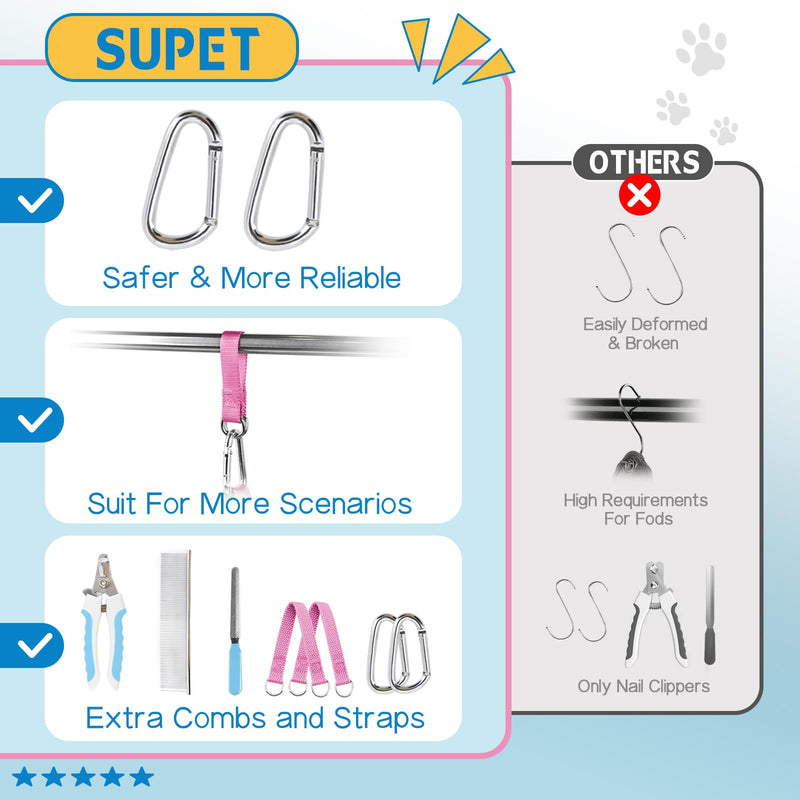 Supet Dog Grooming Hammock Harness for Dogs Cats, Relaxation Pet Nail Clipper Hammock, Restraint Dog & Medium Animal Leashes Sling for Groomingk for Nail Trimming (Blue-Love, M) M（ Max 48 Lb：Leg space: 6.3"-13.5"） Blue-love