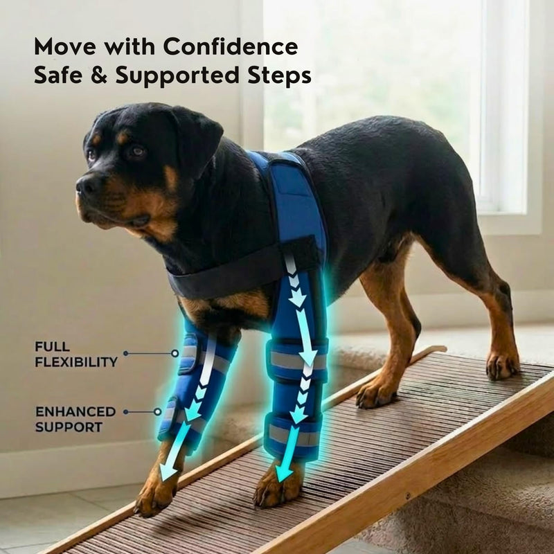 Dog Knee Brace with 4 Support Strips, Adjustable Elbow and Knee Support for Front Legs, Reflective Anti Licking Leg Wrap for Arthritis, Calluses, Injury Recovery (Large) Large