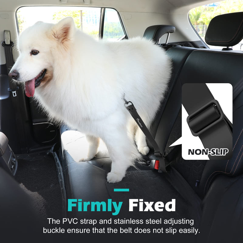 Pawaboo Dog Car Seatbelt, 20 in Adjustable Universal Pet Safety Belt, Chew-Proof Dogs Car Restraint with Adjustable Strap, PVC Shell Dog Seatbelt Harness, Dogs Leash with 360° Hook, Black 20in-1Pack - PawsPlanet Australia