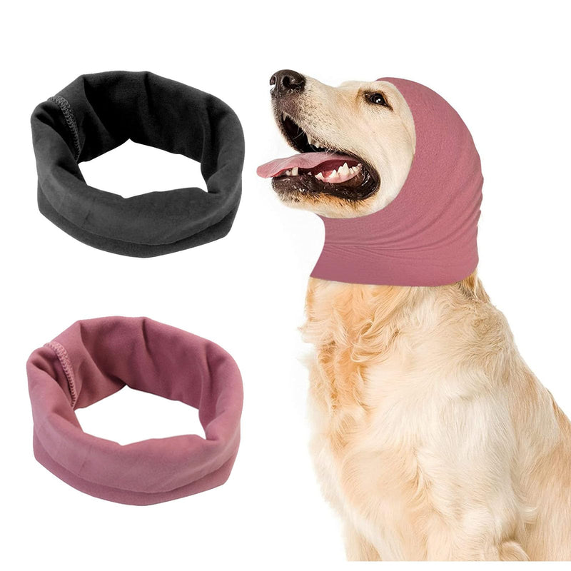 2 Pcs Dog Snood, Dog Ear Defenders, Dogs Ear for Anxiety Relief, Ears Protectors for Bath Drying, Pet Ears Protector (Pink, Black)
