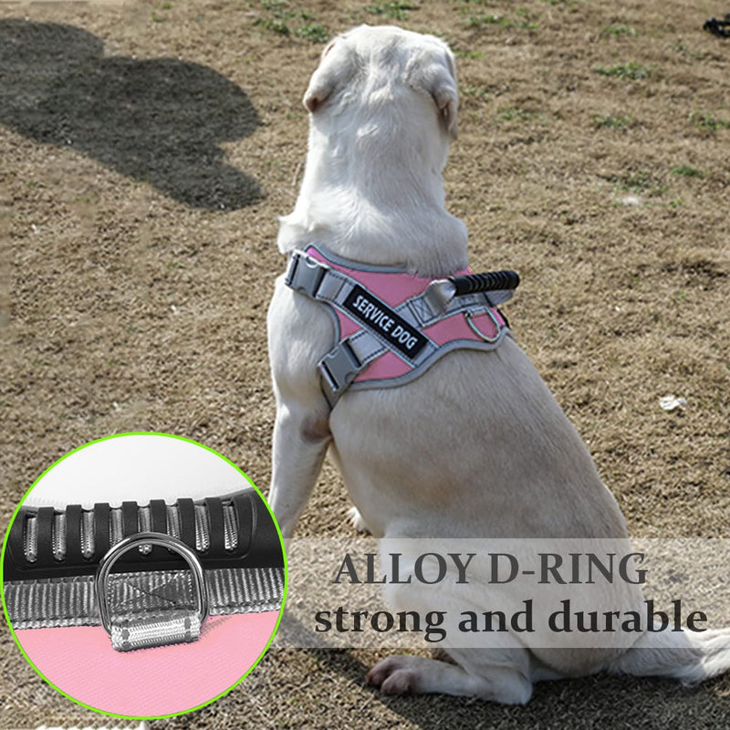 Dogmify Service Dog Vest,No Pull in Training Service Dog Harness and 5FT Dog Leash Set, Adjustable 3M Reflective Nylon Pet Dog Vest with Handle,Easy Control for Small Medium Large Dogs Small (Pack of 1) Pink - PawsPlanet Australia