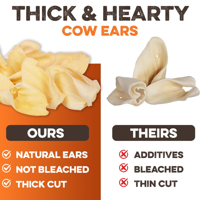 BRUTUS & BARNABY Cow Ears for Dogs – Whole Ears 12 ct, Thick Cut, Grass-Fed Angus Beef, All-Natural No-Rawhide Dog Treat Alternative 12 Count