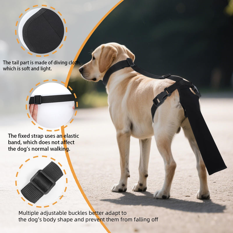 OHCOZZY Dog Tail Protector, Dog Tail Bandage Cover with Tail Guard Ends Protector Sleeve,Dog Harness for Comfortable Wound Injury Recovery,L L Black
