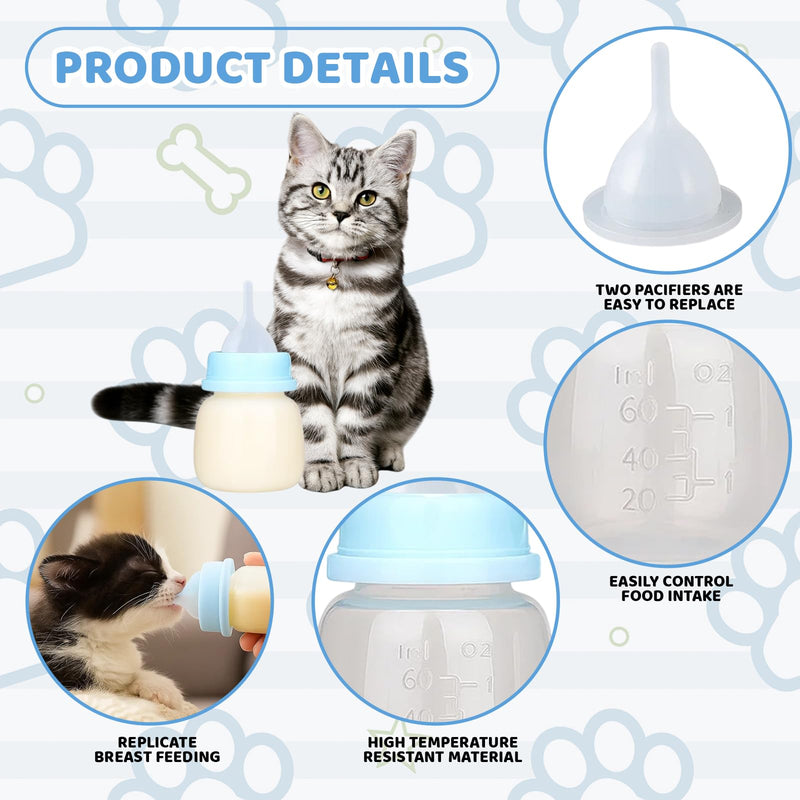 Kitten Bottle Feeding Kit, 3 Nipples and 1 60mL Bottle, Beige Kitten Baby Bottles for Nursing Newborn, Kitten Nursing, Bottles with Nipples - PawsPlanet Australia