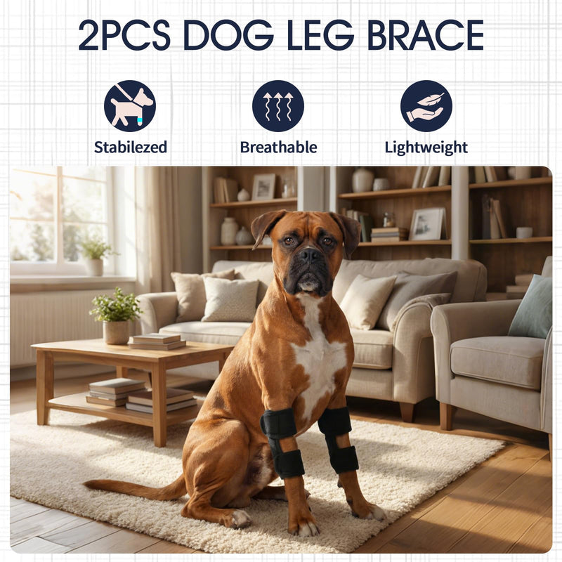 IECOii 1 Pair Dog Front Back Leg Braces,Adjustable Elbow Compression Support Wrap for Ligament Injury,Sprain,Arthritis Relief & Joint Discomfort,Leg Support for Dogs,Dog Hip & Joint Care,Black,Size L Black