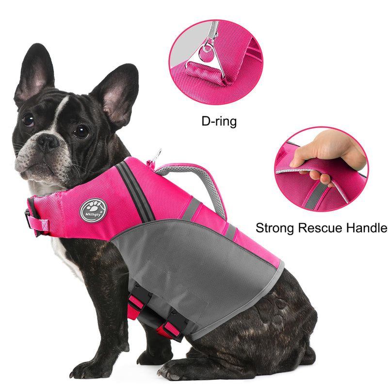Dog Life Jacket, Reflective & Adjustable Dog Life Vest for Swimming & Boating, Ripstop Pet Safety Vest with Rescue Handle, High Buoyancy Dog Life Preserver for Small Medium Large Dogs Pink - PawsPlanet Australia