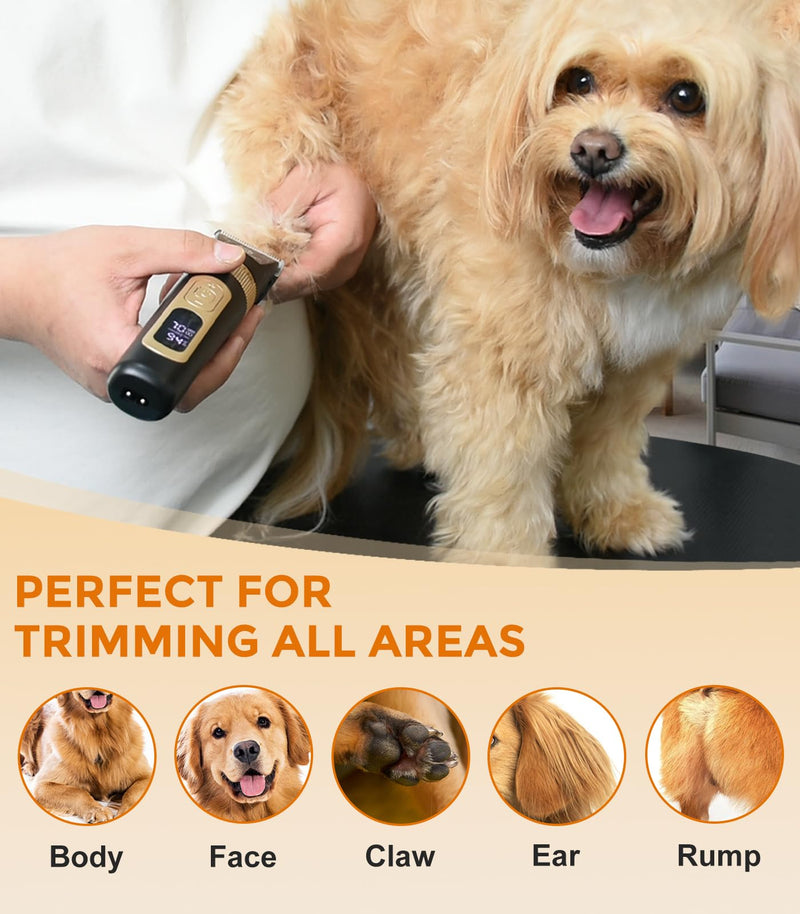 Dog Clippers for Grooming, 4-Speed & LCD, Low Noise Electric Dog Trimmer for Grooming, Cordless Rechargeable Dog Hair Clippers, Super Quiet for Dogs & Pets with Thick or Heavy Coats(C95) C95 - PawsPlanet Australia