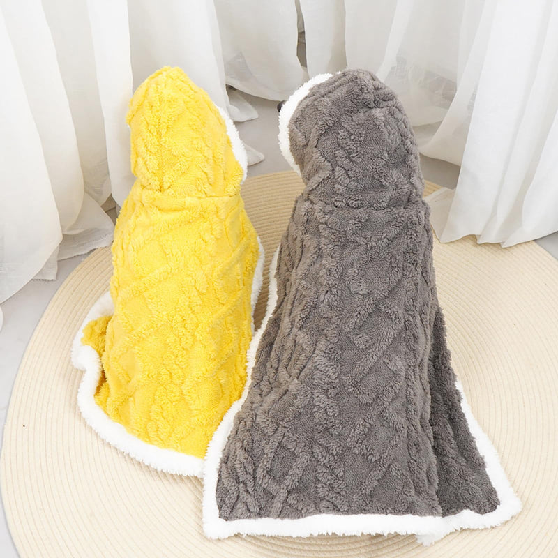 Dog Cape Blanket for Small, Medium Dogs, Hood Coats for Pets, Dog Robes with Hood Grey Small