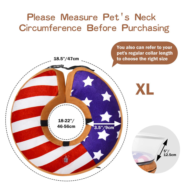 TDTOK Inflatable Dog Cone Soft, Adjustable Flag Dog E Collar After Surgery with Detachable Anti-Licking Shield, E Collar Pet Cone Alternative After Surgery US Flag XL (Neck: 18-22'') - PawsPlanet Australia