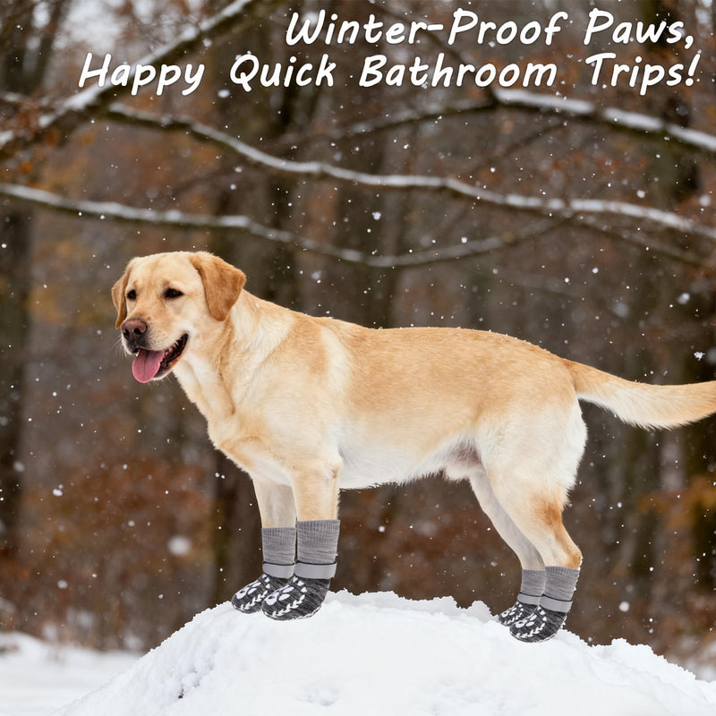 EXPAWLORER Dog Socks to prevent Licking and Slipping, Winter Dog Shoes for Cold Weather Snow, Paw Protectors for Hardwood Floors Anti-Slip, Dog Booties for Small Medium Large Senior Dogs, Black Grey M Medium(Paw Width:2.55in?