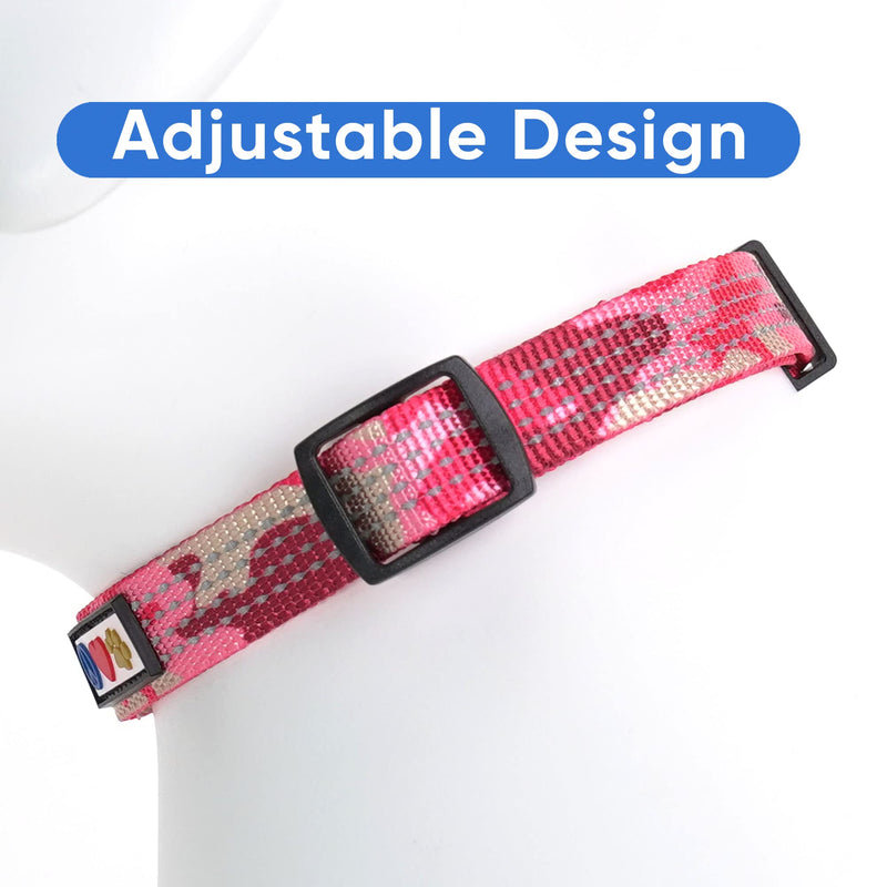 Pawtitas Reflective Dog Collar Adjustable Dog Collars for Small Dogs Puppy Collar Extra Small Dog Collar Camouflage Pink Dog Collar X-Small (Pack of 1) Pink camo - PawsPlanet Australia