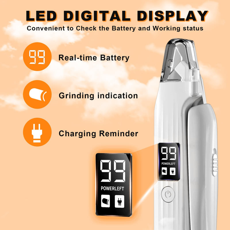 Upgrade 2026 Silent Nail Grinder Cordless for Pets with LED Light,2 in 1 Nail Clipper Trimmer and Grinder for Pets, Quick USB Charge,Suitable for Thick and Long Nails - PawsPlanet Australia