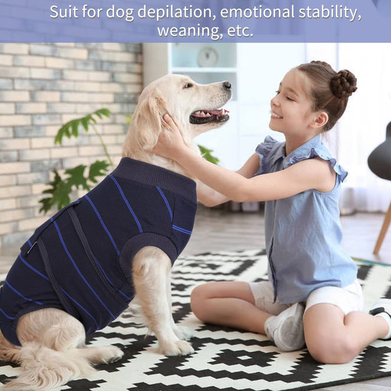 Kuoser Dog Surgery Suit Female Spay, Soft Dog Recovery Suit Male Neuter Anti Licking Dog Onesie E-Collar & Cone Alternative, Breathable Dog Surgical Suit for Surgery Recovery, Blue Strips XL X-Large (Back: 20.1" - 24.8"; Weight: 42 - 75LB) - PawsPlanet Australia