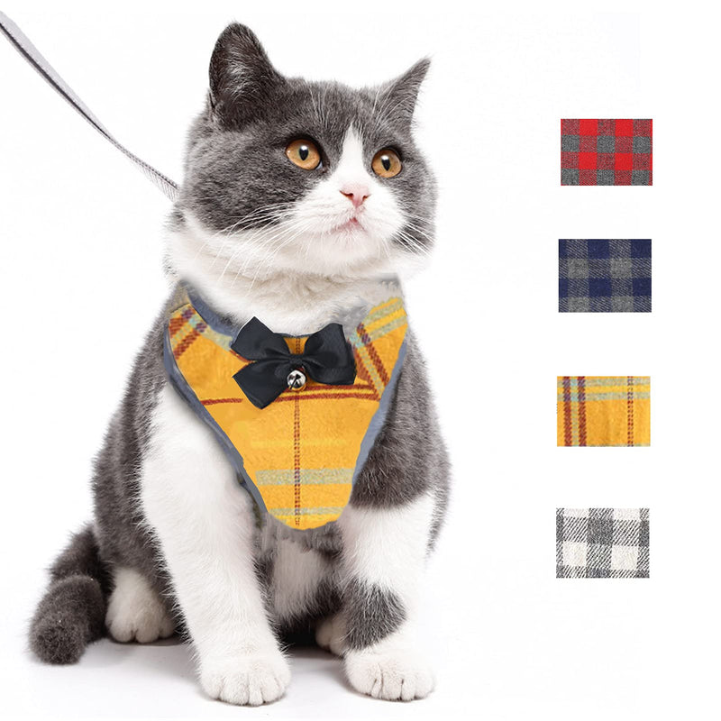 Cat Harness, Dog Harness and Leash Set, Bunny Rabbit Ferret Harness with Adjustable Buckle Comfort for Pet Kitten Small Animals Harnesses XS Yellow
