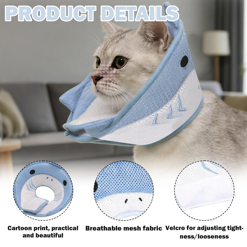 Cat Cone Collar Soft,Cute Dolphin Soft Cone for Cats,Kitty Donut Collar,Kitty Recovery Colla r - Soft, Adjustable, Breathable, Lightweight Cone to Stop Licking - After Surgery
