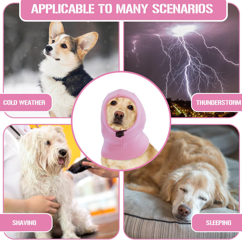 Dog Snood Neck and Ear Warmer, Noise Reduction Ear Muffs, Anxiety Relief and Calming Headwear for Noisy Environments, Pink M