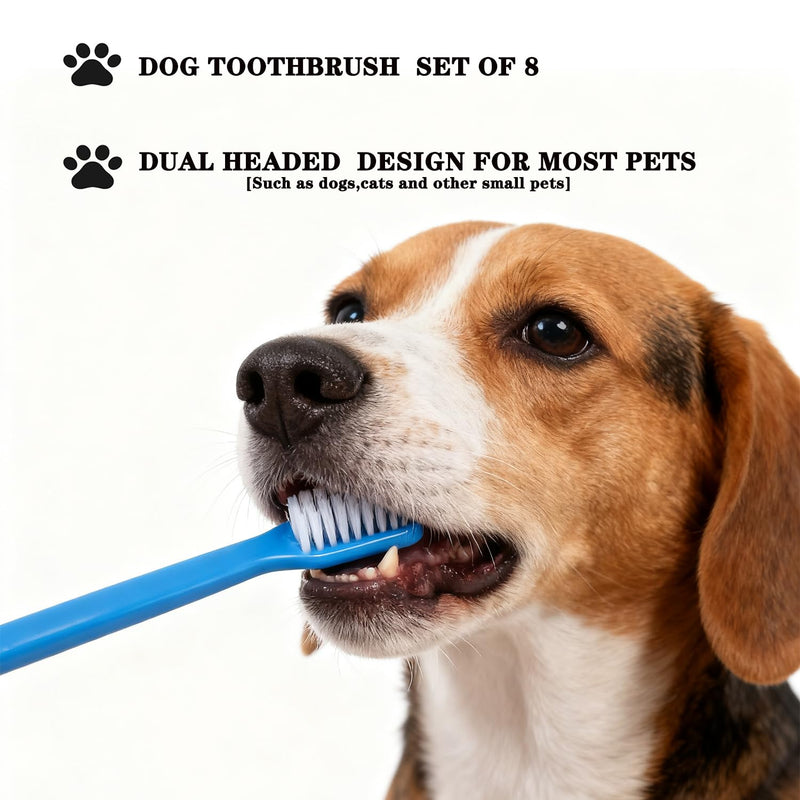 YMCCOOL Dog Toothbrush Set of 8 – Dual Headed Dental Hygiene Brushes for Small to Large Dogs, Easy Teeth Cleaning & Dental Care,Dog Tooth Brushes for Small to Large Dogs, Cats, and Most Pets Dogtooth-brush-8