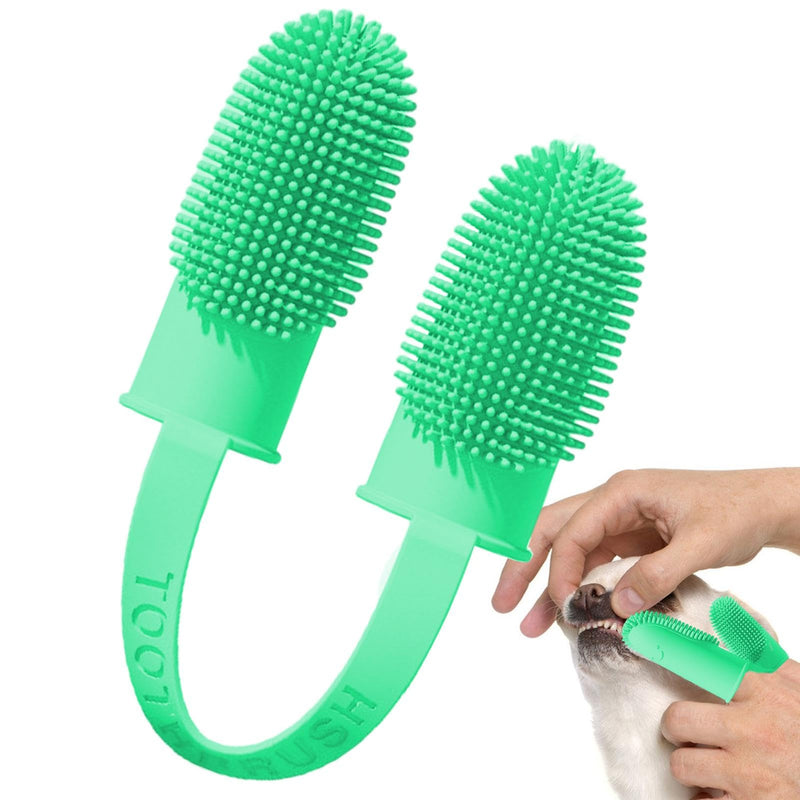 Dog Toothbrush Finger - Reusable Silicone Finger Brush for Dogs, Silicone Finger Brush | The Soft 360 Degree Two Finger Toothbrush for Pets com Cyan Blue 1 pc (pack of 1)