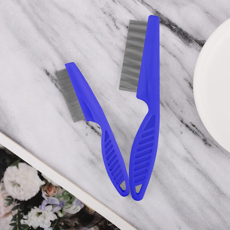Pet Hair Comb, 2 in 1 Multifunctional Pet Hair Comb for Grooming and Dehairing, Flea and Tear Stain Removal, Stainless Steel and ABS Material, Pack of 2, Blue - PawsPlanet Australia