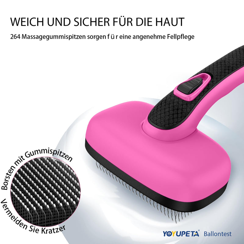 Dog Self Cleaning Slicker Brush for Shedding, Ideal for Short Long Haired Dogs, Including Cat. Removes Loose Fur, Undercoat, Mats, Tangled Hair. Suit for Small Medium Large Animal, Pink