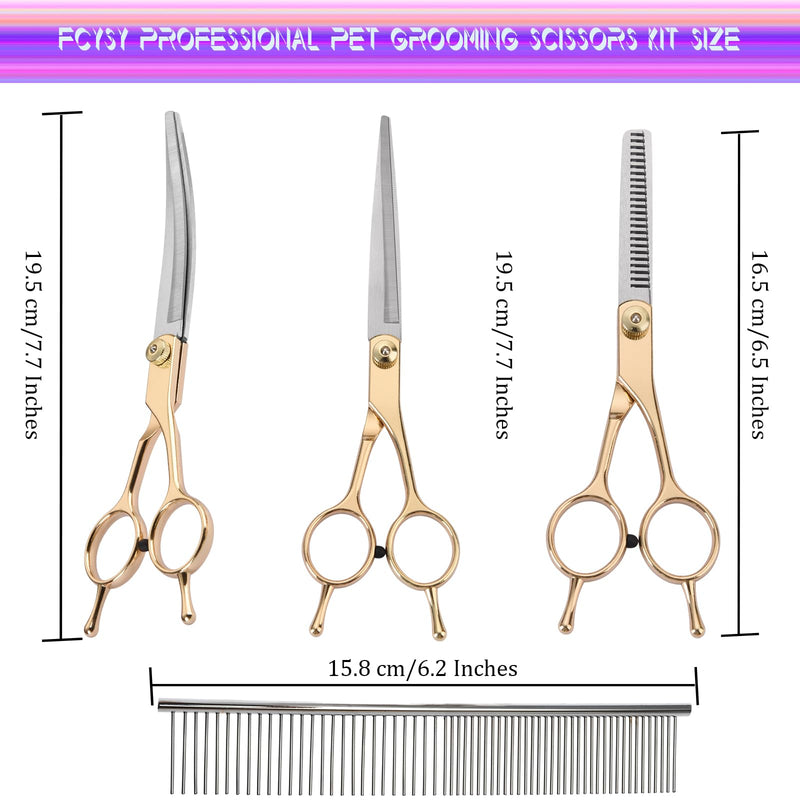 Grooming Kit for Dogs at Home, Fcysy Hair Scissors Thinning Shears Set for Dog Cat Pet Grooming, Curved Grooming Scissors Cat Trimming Scissors Tijeras para Cortar Pelo De Perros, Pet Grooming Tools - PawsPlanet Australia