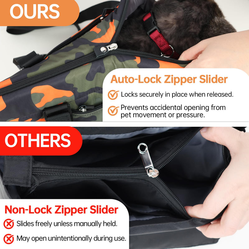 Premium 10mm Padded Dog Purse Carrier for Small Dogs, Pet Tote Bag Shoulder Carrying for Dog/Cat Below 4kg/9lbs -Camouflage Green Camouflage Orange
