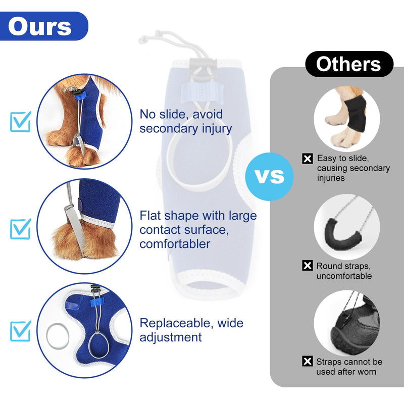 Dog Knuckling Braces Wrap for Hyperflexion of Phalanges Cause by Sciatic Nerve Damage & Carpal Flexural Deformity - Dual Locking Straps for Safe Adjustable Toe Lift Support (Blue, X-Large) Blue