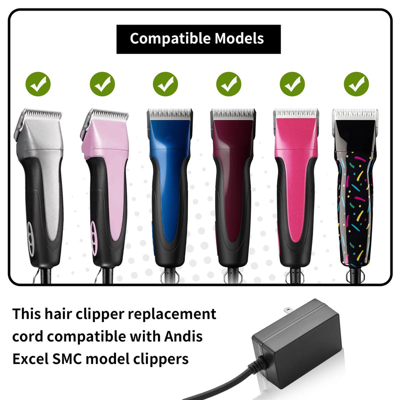 3 Packs Replacement Charging Cords Compatible with Andis Excel SMC Model Clippers, 12 Feet Long Power Cord for Pet Clipper, Black 3 Packs - PawsPlanet Australia