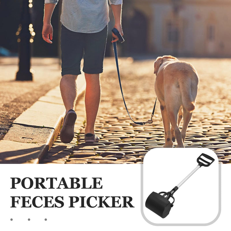 Dog poop picker with long handle made of plastic, large opening, portable cleaning tool for pet waste in outdoor areas. Random color.