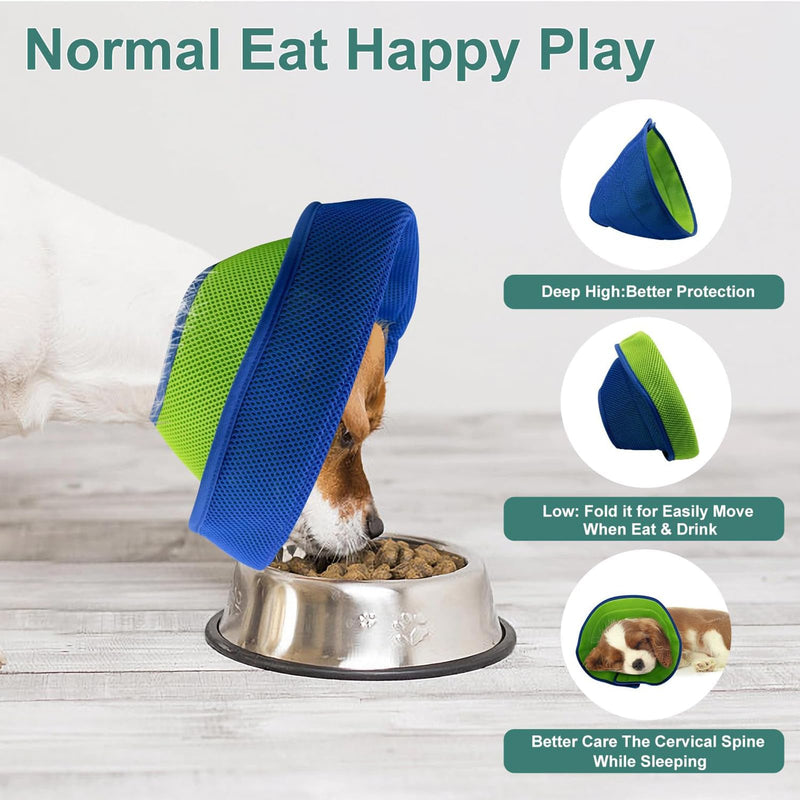 Soft Dog Cone Recovery Collars & Cones After Surgery for Small,Medium Large Dogs,Adjustable Breathable Dog Cone Collar,Protect Pets from Licking Wounds,Soft and Comfortable, Reduce Anxiety (Blue, L) blue