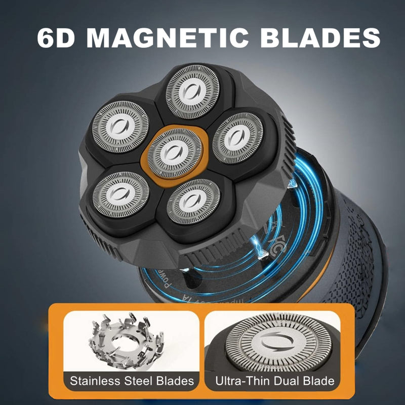 Magnetic 6 Blades Head Shaver Replacement Heads for Many 6D Magnetic Electric Razor,Newly Designed Magnetic 6D Blade Head Compatible with Head Shavers for Bald Men,2 Pack Travel Size.
