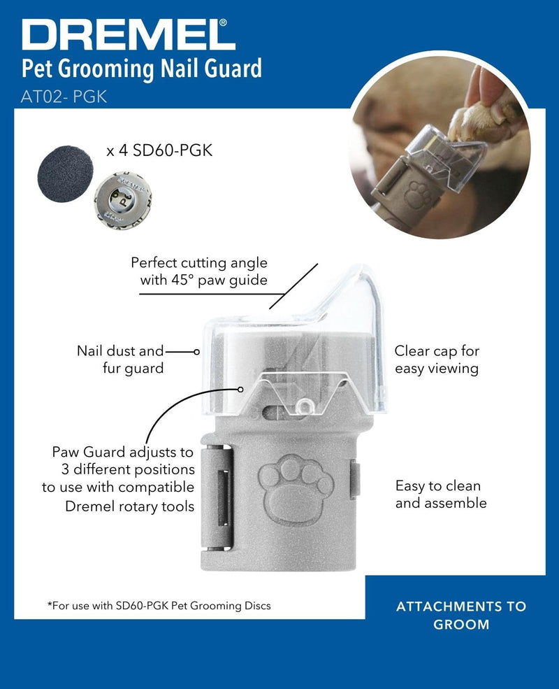 Dremel AT02-PGK Pet Grooming Attachment Kit for Grooming Your pet's Nails. Safe and Quiet pet Nail Grinder for use with Dremel Rotary Tool