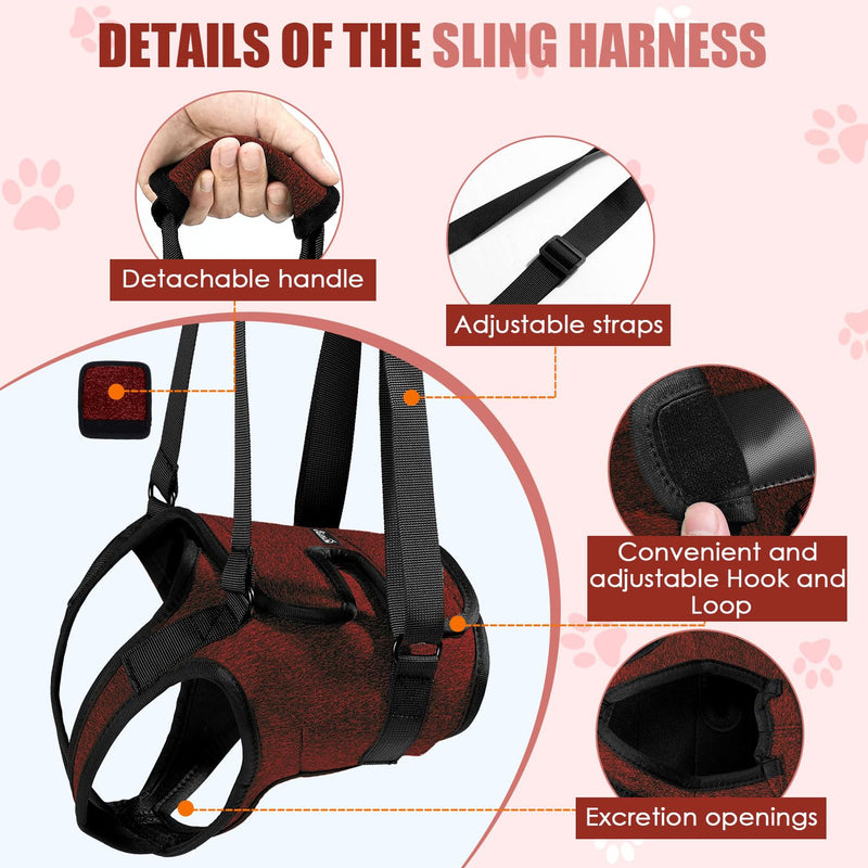 Eyein Adjustable Dog Lifting Harness - Comfortable Dog Sling Hip Support for Back Legs, Soft Hind Assistance Vest for Senior, Injured, Arthritic, Disabled and Aid After Acl Surgery(Red,XL) XL Red