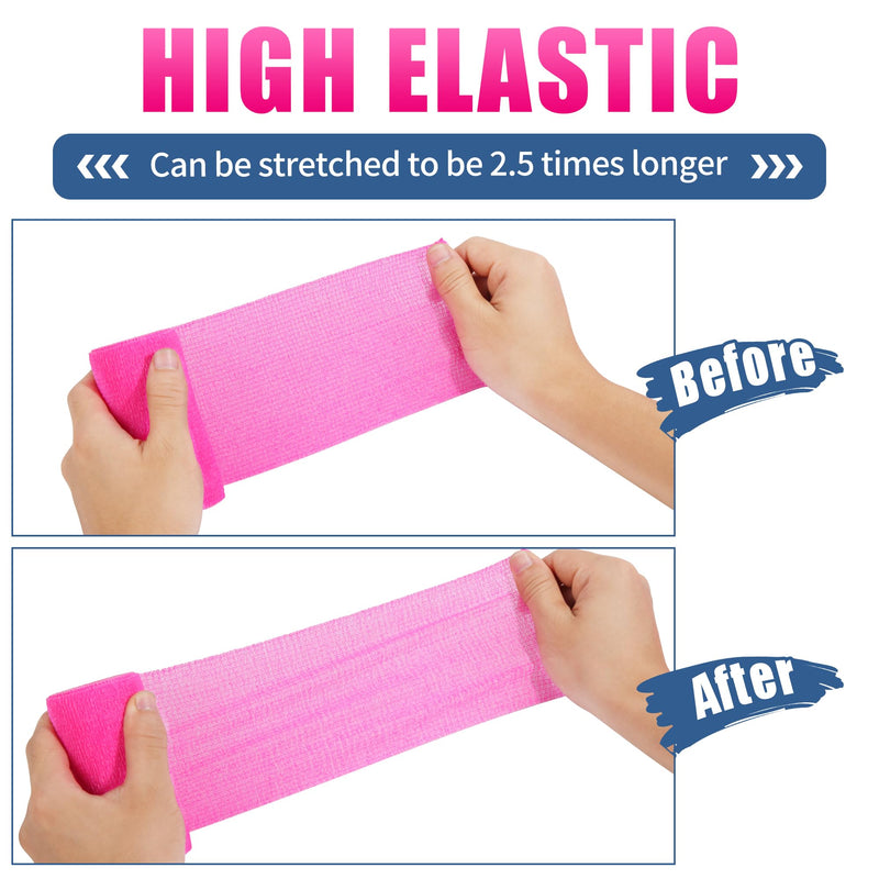 Vet Wrap - Self Adhesive Bandage Wrap Cohesive 4 Inch 5 Yards,Self Adherent Athletic Bandages for Horse Dogs Cat Pet Animals Hot Pink 6 Rolls - PawsPlanet Australia