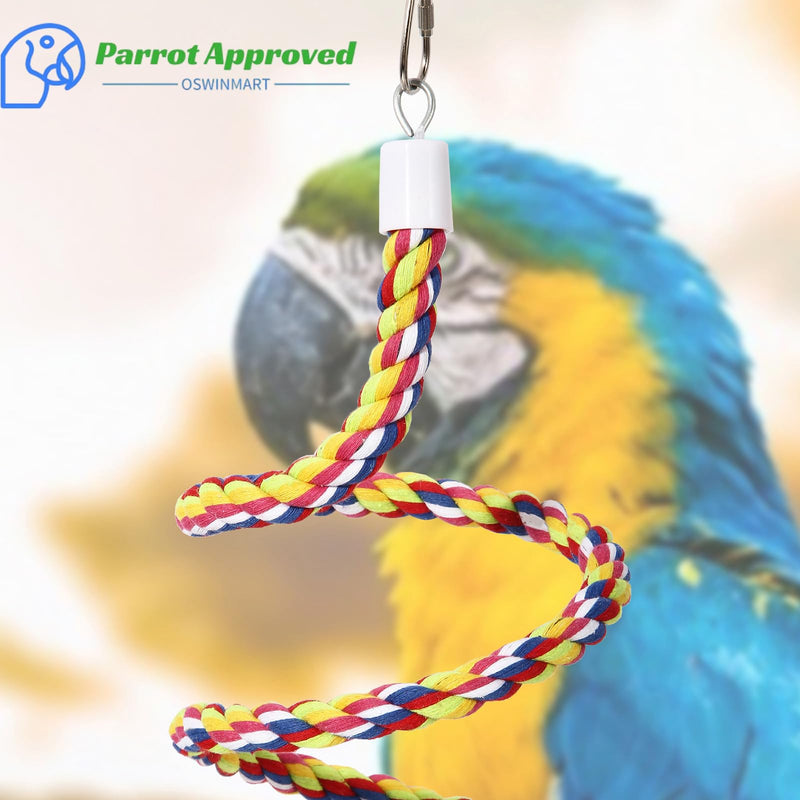 2Pcs 63'' Bird Rope Perches Birdcage Swing Toys 100% Cotton Natural Bird Perch Peck/Chewing with Bell Climbing Standing Bungee Parrot Toys for Small to Regular Size Parrot Cockatiel Birds 63'x2pcs - PawsPlanet Australia