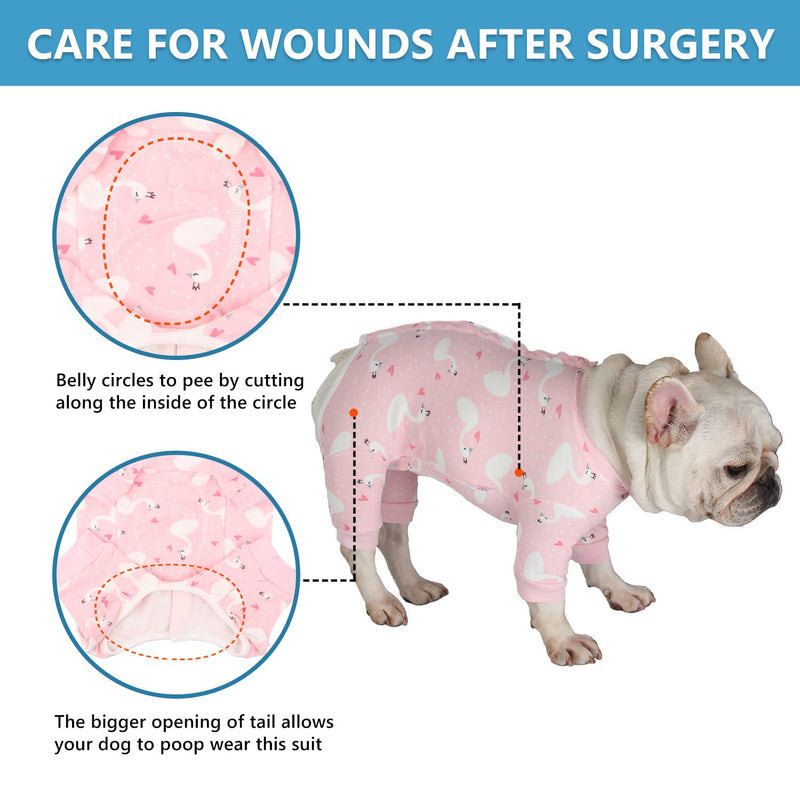 Etdane Dog Surgical Recovery Suit Pet After Surgery Onesies Long Sleeve for Female Male Doggy Alternative Cone E-CollarPink Swan/XL XL(Back:13.7"/35cm;Chest:20.4"/52cm) Pink Swan