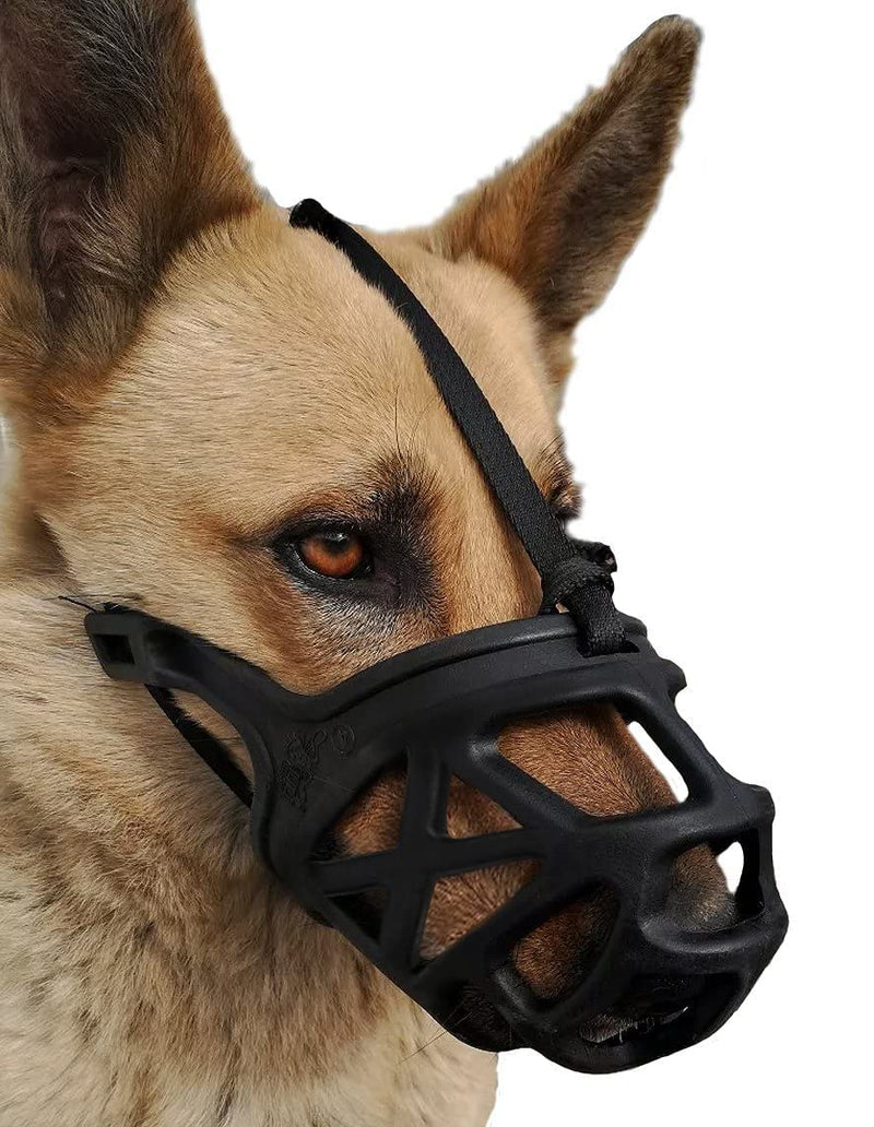 Mayerzon Dog Muzzle, Breathable Basket Muzzles for Small, Medium, Large and X-Large Dogs, Stop Biting, Barking and Chewing, Best for Aggressive Dogs (Medium, Black)