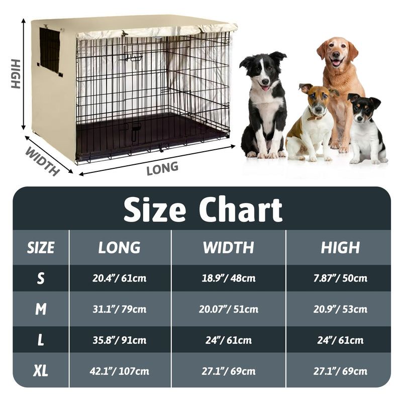 PINVNBY Dog Crate Cover,Crate Covers for Dog Cages, Indoor/Outdoor Breathable Polyester Pet Kennel Cover,Waterproof Durable Lightweight Kennel Cover (42"x27"x29", Beige) 42"x27"x29"