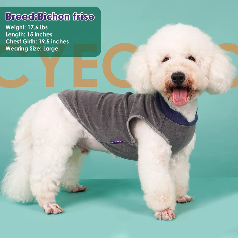 cyeollo 2 Pack Fleece Dog Sweater Stretchy Pullover Soft Dog Jacket with Reflective Stripe Lightweight Sweatshirt Pet Clothes Coats for Small Dogs Grey & Blue Large (14-20lbs) 2# Navy & Grey - PawsPlanet Australia
